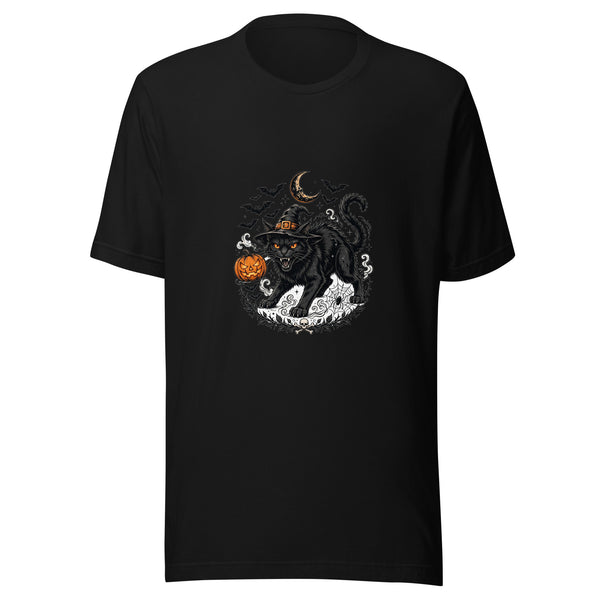 Black Cat Witch Halloween Tee